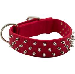Omni Pet Bravo Nylon Spiked Dog Collar Red  25in.