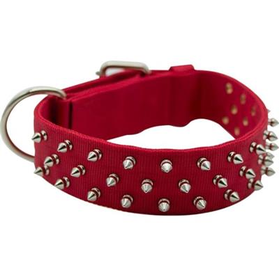 Omni Pet Bravo Nylon Spiked Dog Collar Red  25in.