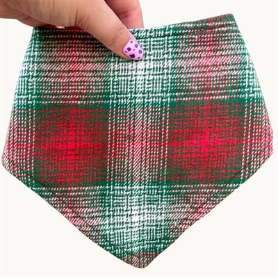 Christmas Morning – Holiday Dog Bandana | Red & Green Plaid | Organic Cotton | Handmade in LA