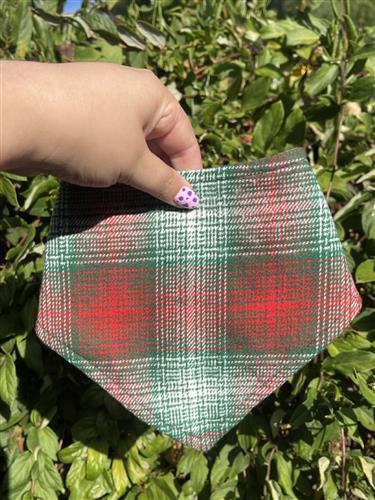 Christmas Morning – Holiday Dog Bandana | Red & Green Plaid | Organic Cotton | Handmade in LA