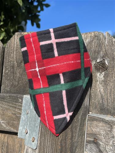 Crimson Noel – Holiday Dog Bandana | Bold Red & Green Plaid | Organic Cotton | Handmade in LA
