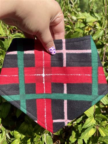 Crimson Noel – Holiday Dog Bandana | Bold Red & Green Plaid | Organic Cotton | Handmade in LA