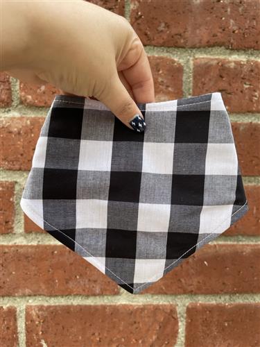 Tuxie – Black & White Buffalo Plaid Dog Bandana | Classic Check | Organic Cotton | Handmade in LA