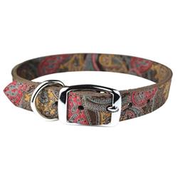 Omni Pet Leather Paisley Dog Collar Chocolate 1/2in. x 14in.