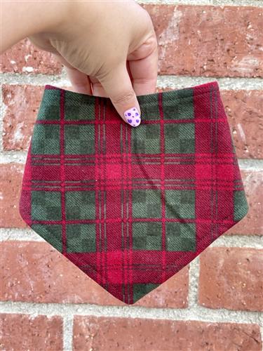 Hearthside Tartan – Holiday Dog Bandana | Red & Green Plaid | Organic Cotton | Handmade in LA