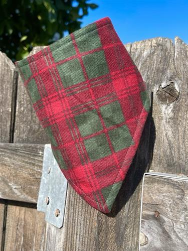 Hearthside Tartan – Holiday Dog Bandana | Red & Green Plaid | Organic Cotton | Handmade in LA