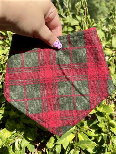 Hearthside Tartan – Holiday Dog Bandana | Red & Green Plaid | Organic Cotton | Handmade in LA