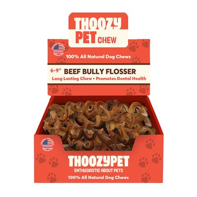 ThoozyPet USA-Sourced Odorless Beef Bully Flosser Dog Chews 6-9" 15ct