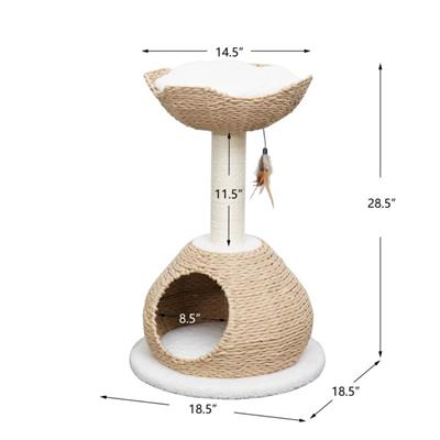 PetPals Walk Up 2-Level Cat Tree Beige & Cream 29.5 in