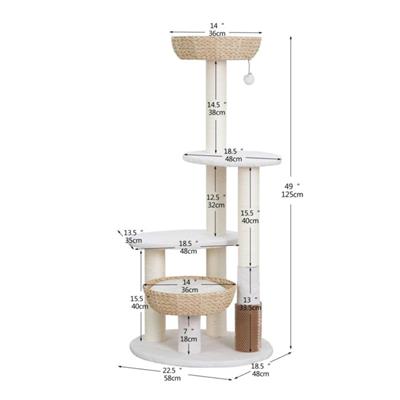 PetPals Pharoah 5-Level Cat Tree Ivory 49 in
