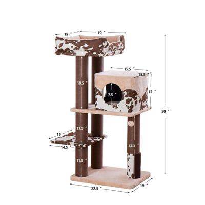 PetPals Cowboy Cat Tree Brown Cow Print 50 in, XL
