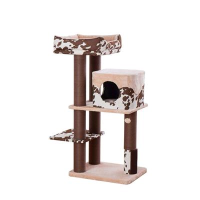 PetPals Cowboy Cat Tree Brown Cow Print 50 in, XL