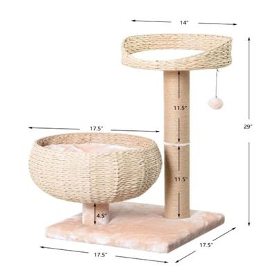 PetPals Cozy V2 2-Level Cat Tree Beige & Cream 29 in