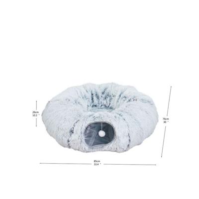 PetPals Khione 2-in-1 Cat Tunnel & Bed Grey 33.4 in