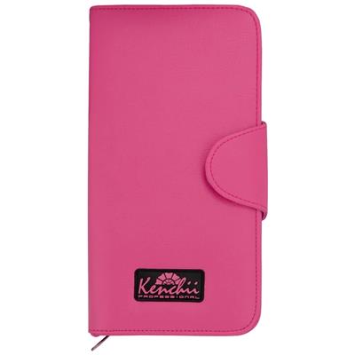 Faux Leather 5-Shear Zipper Case Pink by Kenchii