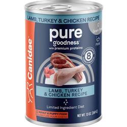 CANIDAE PURE Goodness Grain-Free LID Canned Dog Food Elements Formula w/Lamb, Turkey & Chicken 13oz