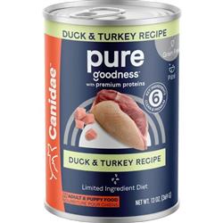 CANIDAE PURE Goodness Grain-Free LID Canned Dog Food Sky Formula w/Duck & Turkey 13oz.