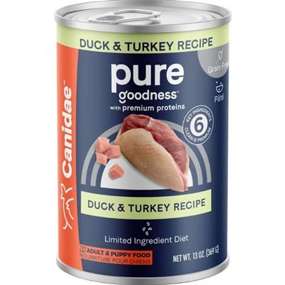 CANIDAE PURE Goodness Grain-Free LID Canned Dog Food Sky Formula w/Duck & Turkey 13oz.