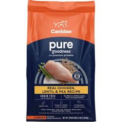 CANIDAE PURE Goodness Grain-Free LID Dry Dog Food Chicken, Lentil & Pea 4lb