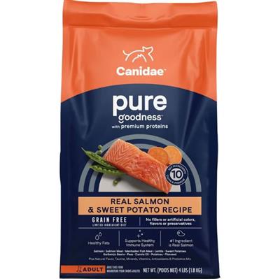 CANIDAE PURE Goodness Grain-Free LID Dry Dog Food Salmon & Sweet Potato 4lb