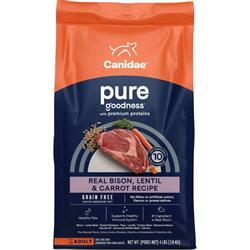 CANIDAE PURE Goodness Grain-Free LID Dry Dog Food Bison, Lentil & Carrot 4lb