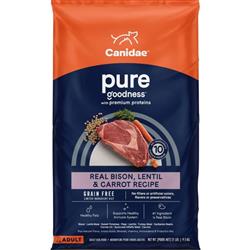 CANIDAE PURE Goodness Grain-Free LID Dry Dog Food Bison, Lentil & Carrot 21lb