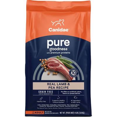 CANIDAE PURE Goodness Grain-Free LID Dry Dog Food Lamb & Pea 4lb