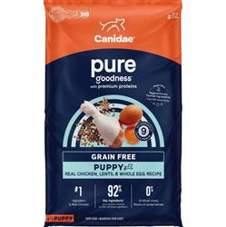 CANIDAE PURE Goodness Grain-Free LID Dry Puppy Food Real Chicken, Lentil & Whole Egg 22lb