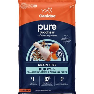 CANIDAE PURE Goodness Grain-Free LID Dry Puppy Food Real Chicken, Lentil & Whole Egg 22lb