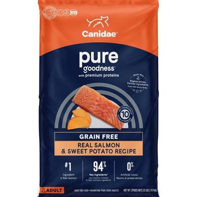 CANIDAE PURE Goodness Grain-Free LID Dry Dog Food Salmon & Sweet Potato 22lb