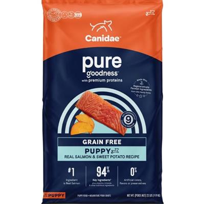 CANIDAE PURE Goodness Grain-Free LID Dry Puppy Food Real Salmon & Sweet Potato 22lb