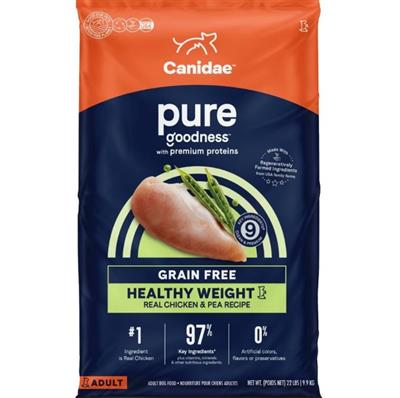 CANIDAE PURE Goodness Grain-Free LID Healthy Weight Dry Dog Food Chicken & Pea 22lb