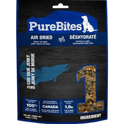 Purebites Freeze Dried Dog Treats Cod Skin 4.8oz.