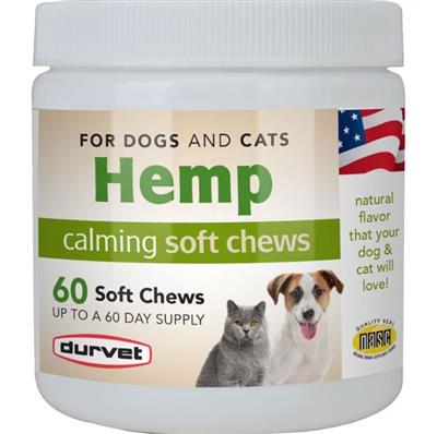 Durvet Hemp Calming Soft Chews For Dogs & Cats 60 count