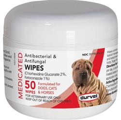 Durvet Antibacterial & Antifungal Pet Wipes 50 count