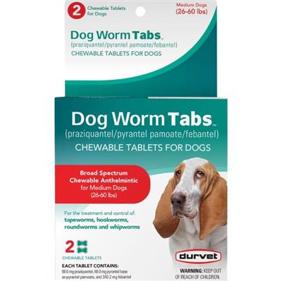 Durvet Dog Worm Tabs 26-60 Lb-2 count