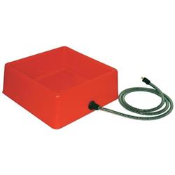 Plastic Heated Pet Bowl Square Red 1.25 Gal-60 Watt
