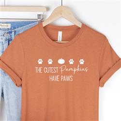 Halloween Shirt | Dog Mom Shirt | Dog Shirts | Printed Tshirt | Human Dog Gear |  Dog Lover Gift | HALLOWEEN CUTEST PUMPKINS HAVE PAWS SHIRT