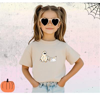 Kids Shirts | Youth Shirt | Children Shirts | Girl's Shirt | Boy's Shirt | Halloween Printed Tshirt | Kids Tees | Kids Fall Tops | Kids Graphic Tees | Kids Halloween Ghost Walking Dog Shirt