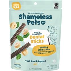 Shameless Dog Dental Sticks Banana/Bone Broth 7.2oz.