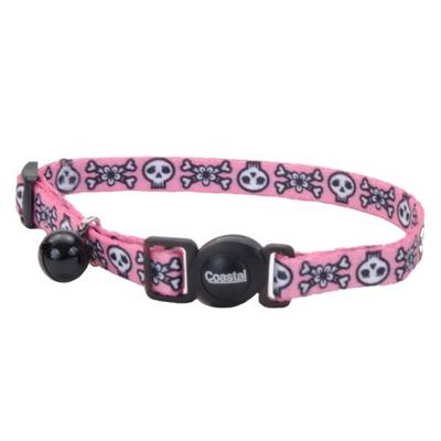 Coastal Products Safe Cat Fashion Adjustable Breakaway Collar- Skulls Pink