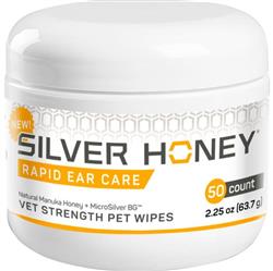 Silver Honey Rapid Ear Care Vet Strength Pet Wipes 50 Ct