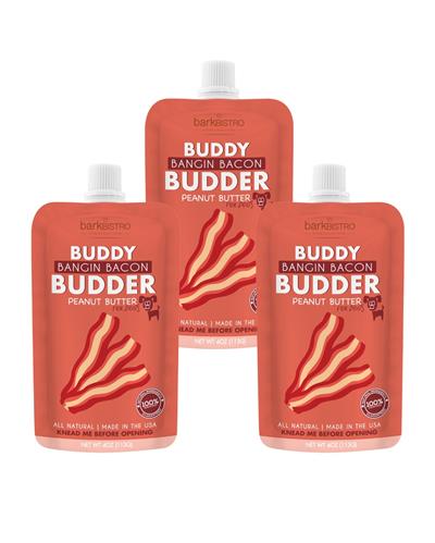 4oz Bangin Bacon Buddy Budder Squeeze - 100% natural dog peanut butter