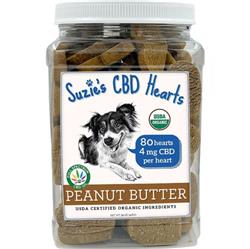 Suzie's CBD Hearts For Dogs Bulk Jar Peanut Butter 80 Ct-32oz.