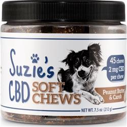 Suzie's CBD Soft Chews For Dogs Peanut Butter/Carob 7.5oz.-2mg