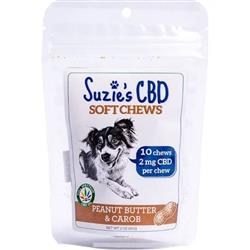 Suzie's CBD Soft Chews For Dogs Trial Size Peaniut Butter/Carob 2oz.