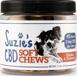 Suzie's CBD Soft Chews For Dogs Chicken/Turmeric 7.5oz.-2mg