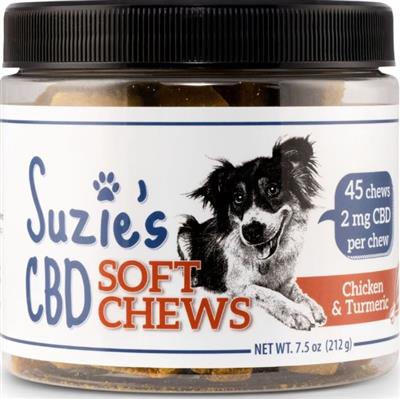 Suzie's CBD Soft Chews For Dogs Chicken/Turmeric 7.5oz.-2mg