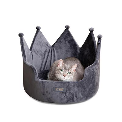 PRIVE CROWN BED MICRO PLUSH DARK GRAY - LARGE 18 in