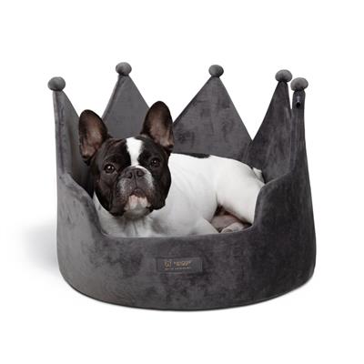 PRIVE CROWN BED MICRO PLUSH DARK GRAY - LARGE 18 in